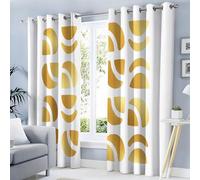 HASLEFND Cortinas Opacas con Estilo geométrico de Lujo Arco semicircular geométrico 2 Piezas 140 x 145 cm, Oro Cortina Ventana Dormitorio, Salon Cortinas Opaca Termica Aislante Habitacion Modernas