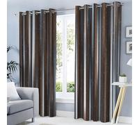 HASLEFND Cortinas Opacas para Sala de Estar de 245 cm de Largo, con Minimalismo Patrón de Pared de Madera, Cortinas de Ventana para Dormitorio,con Ojales en la Parte Superior, Marrón Oscuro