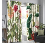 HASLEFND Cortinas Salon Opacas 2 Piezas Plantas Tropicales Ave del paraíso de Hoja de plátano 140 x 160 cm, Verde Cortina Dormitorio Sala Anti Luz, Habitacion Cortina Opaca Ventana