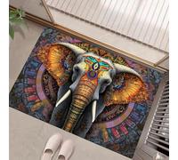HASLEFND Felpudo con Costumbres étnicas, Alfombra para Entrada Delantera y Trasera, con Base Antideslizante de TPR, El Misterioso Elefante Indio, Apta para Interior y Exterior, Patio, Oro 50 x 80 cm