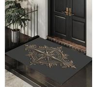 HASLEFND Felpudo de Entrada 45 x 75 cm, Felpudo Entrada Lavable en Lavadora Felpudos Estilo Retro Oscuro Insignia de Estrella con Base Antideslizante de TPR Alfombra con Microfibras Suaves Oro Oscuro