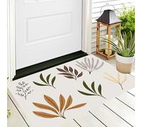 HASLEFND Felpudo de Entrada 45 x 75 cm, Felpudo Entrada Lavable en Lavadora Felpudos Plantas Simples Silueta de Hoja Multicolor con Base Antideslizante de TPR Alfombra con Microfibras Suaves Beige