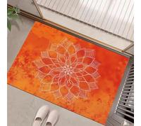 HASLEFND Felpudo Entrada Casa 50 x 80 cm, Líneas Minimalistas Patrón de Mandala Naranja Quemado Alfombra Antideslizante, Alfombra Atrapapolvo Absorbentes para Perro, Entrada, Puerta, Pasillo