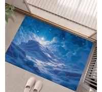 HASLEFND Felpudo Entrada Casa 80 x 120 cm, Alfombrilla Absorbente y Antideslizante, Lavable, Alfombra Atrapapolvo de Estilo de Arte fantástico Colinas y Cielo Estrellado SuaveAzul