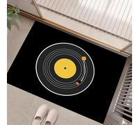 HASLEFND Felpudo Entrada Casa 90 x 150 cm, Minimalismo Discos de música Alfombra Entrada Suave Alfombra Cocina Lavable Antideslizante Alfombras Pasillo Tapete para Puerta Delantera, Amarillo Negro