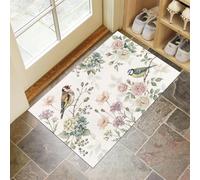 HASLEFND Felpudo Estampado Estampado Floral Retro Pájaros y Rosas con Suelo Antideslizante deTPR, Felpudos atrapa la Suciedad, Felpudo de Entrada, Alfombra para Interior y Exterior,80 x 120 cm