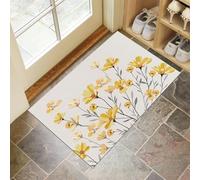 HASLEFND Felpudo Estampado Estilo Minimalista Dibujado a Mano Muchas Flores pequeñas Amarillas con Suelo Antideslizante deTPR, Felpudos atrapa la Suciedad, Felpudo de Entrada,50 x 80 cm