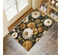 HASLEFND Felpudo Estampado Flores clásicas Flores Doradas con Suelo Antideslizante deTPR, Felpudos atrapa la Suciedad, Felpudo de Entrada, Alfombra para Interior y Exterior,60 x 90 cm