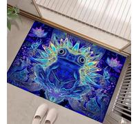 HASLEFND Felpudo Estilo artístico psicodélico 50 x 80 cm - Felpudo con Loto de Rana, Antideslizante y Lavable - Alfombra Atrapa-Suciedad para Azul, Puerta Principal, Entrada y Pasillo