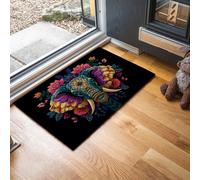 HASLEFND Felpudo Estilo Bohemio 90 x 150 cm - Felpudo con Elefante Mandala, Antideslizante y Lavable - Alfombra Atrapa-Suciedad para Azul-púrpura, Puerta Principal, Entrada y Pasillo