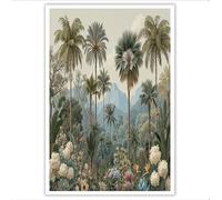 HASLEFND Sin marco Cuadros Decoracion Salon Modernos Ave del paraíso entre palmeras Verde Pintura Imagen Foto Selva tropical Cuadros Decorativos Salon Dormitorio Comedor 50 x 70 cm