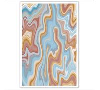 HASLEFND Sin Marco Madera Estilo abstracto retro Azul-marrón Cuadros Decoracion Salon Modernos, Vórtice en forma de onda Dormitorio Cocina Comedor Oficina y Baño 80 x 120 cm