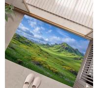 HASLEFND Tapete de Bienvenida con Paisaje Natural Praderas y montañas de Islandia de Moda, Duradero, Antideslizante y de Secado rápido, Adecuado para Uso en Interiores y Exteriores