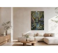 HASLEFND Verde Puente arqueado, estanque, nenúfares Sin Marco Cuadros Decoracion Salon,Paisajes pastorales Cuadros Pintura Lienzos decorativos Dormitorio Comedor Decoración de Pared 50 x 70 cm