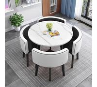 HASMI - Juego de mesa redonda pequeña y silla de oficina para 4 personas, recepción y mesa de café