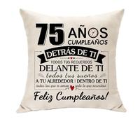 Hasodeo 75º Cumpleaños Regalos para Mujer Hombre Funda de Cojín Decoración Regalos para 75 Años Abuela Abuelo Mejor Amigo Hermana Hermano Mamá Papá Vítores 75º Regalos Recuerdo (75 años)