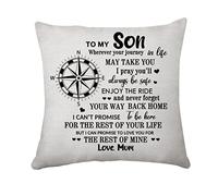 Hasodeo Funda de almohada inspiradora con texto en inglés «To My Son Compass From Mum», regalo para hijo y hombre, funda de almohada para cumpleaños de abuela (To My Son)