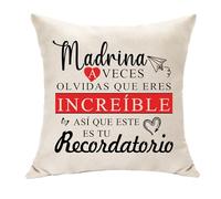 Hasodeo Funda de Cojín Decorativa para Madrina - Regalo Original para Bautizo o Jubilación - 'Eres Increíble' - 45x45 cm