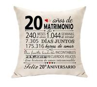 Hasodeo Regalos Bodas de Porcelana Funda de Cojín Regalos 20 Años de Matrimonio Cojín Decoración 45x45cm Regalos para 20.º Aniversario de Boda Esposa Marido Pareja Regalo Decoración de Casa (20Años)