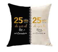 Hasodeo Regalos de Boda de 25º Aniversario para Ella y Él, Funda de Cojín de 25 Aniversario, Regalos de Matrimonio de Aniversario para Pareja, Marido o Esposa, Decoración 25 Años de Matrimonio (25)