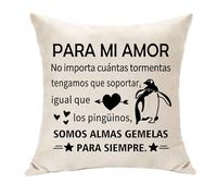 Hasodeo Somos Almas Gemelas para Siempre Pingüinos Fundas de Cojín Regalos para Pareja Esposa Marido San Valentín Cumpleaños Navidad Regalos Decoración para el Hogar Sofá (para Mi Amor)