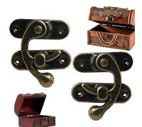 HASPLåS - Mecanismo retro de bloqueo antiguo en metal, bloqueo de gatillo pequeño con diseño decorativo, minihasp de 2 paquetes en estilo vintage | Accesorios de parto con tornillos para el joyero Box