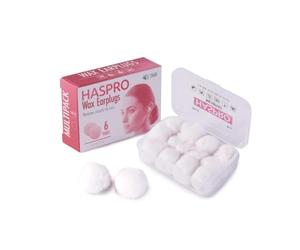 HASPRO WAX - Tapones moldeables para los oídos, impermeables, ajuste cómodo para dormir, natación, motociclismo, apto para adultos y niños, 6 pares con funda de transporte de larga duración