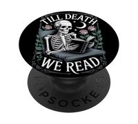 Hasta la muerte leemos Skeleton Dark Academia PopSockets PopGrip Adhesivo