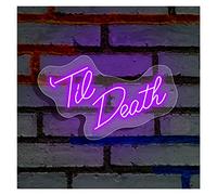 hasta la Muerte Letreros de Neón LED para Decoración de Pared Recámara,Acrílico Señal de Neón Regulable,Neón Personalizado con Control Remoto,para Decoración de Boda,Fiesta,Bar,Tienda(Purple,50X27cm)