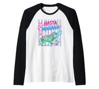 hasta Manana Iguana Funny Lizard Verano Vacaciones Reptil Camiseta Manga Raglan