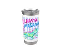 Hasta Manana Iguana Preppy Stripe Escuela de Profesores de Español Vaso térmico de acero inoxidable de doble pared