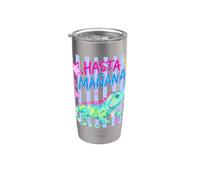 Hasta Manana Iguana Preppy Stripe Escuela de Profesores de Español Vaso térmico de acero inoxidable de doble pared