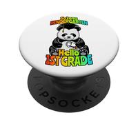 hasta Siempre, jardín de Infantes, Hola, Primer Grado, Divertido Oso Panda Feliz PopSockets PopGrip Adhesivo