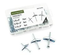 HASWARE Juego de 29 pernos de palanca de acero galvanizado de 1/8", 3/16", 1/4" y tuerca de mariposa para colgar objetos pesados en paredes de yeso