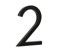 HASWARE Número de casa flotante 5" (12 cm) para exterior - Letrero de dirección moderno en aleación de zinc para jardín, calle y buzón (2, Negro)