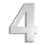 HASWARE Número de casa moderno Acero inoxidable cepillado Puerta elegante Placa del alfabeto Calle Decoración del hogar (4, 8 pulgadas de plata)