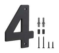 HASWARE Señal de Número de Casa Flotante para el Hogar - 5 Pulgadas Moderno, Numeroso, Instalación DIY Fácil para Poste y Calle (Negro, 4)