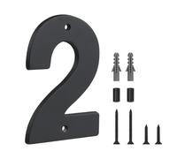 HASWARE Señal de Número de Casa Flotante para el Hogar - 5 Pulgadas Moderno, Numeroso, Instalación DIY Fácil para Poste y Calle (Negro, 2)