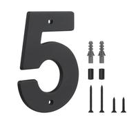 HASWARE Señal de Número de Casa Flotante para el Hogar - 5 Pulgadas Moderno, Numeroso, Instalación DIY Fácil para Poste y Calle (Negro, 5)