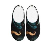 Hat Beard - Pantuflas de franela para hombre, antideslizantes, cálidas, para invierno, para interiores y exteriores, multicolor, Medium