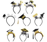 Hat Headband With Tassel, Graduation Hat Headband, 2025 College Graduation, Felt Congrats Grad Headwear, Reusable Glitter Set Of 8 For Kindergarten University Photo Prop Stage Performance