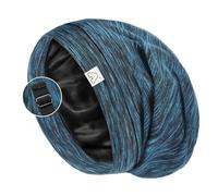 Hat Hut Gorro de seda para dormir de satén, gorro de dormir para rizos, Silk Bonnet, gorro de dormir, gorro slouchy beanie para mujeres y hombres, azul, L