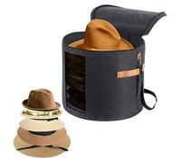 Hat Organizer | Portable Storage Case | Large Capacity Travel Box | Visible Front Dustproof Container with Carry Handle Strap For Caps Straw Hats Closet Wardrobe Moving Protection