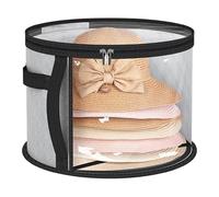 Hat Organizer, Storage Box, Zipper Container, Transparent Foldable Design, Lightweight And Portable, Large Capacity, For Hats Bags Plush Toys Gloves,16.54x16.54x10.43 Inches