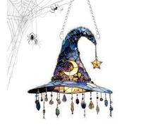Hat Ornament, Small Witch Hat Halloween Ornaments, 2D Acrylic Hanging Decor, 7.87x7.87x0.08 Inches, Perfect for Window, Porch, Fireplace, Garden, Yard, Door, Indoor, Patio, Car, Balcony