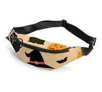 Hat Spider Cat Halloween Pumpkin Happy Weekend Hand Gesture Fanny Pack, Adult Kids Sport Riñonera para Hombres Mujeres