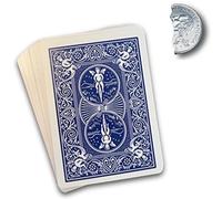 Hat Trick Magic Blue Back Svengali Deck and Bite Out Quarter Trick Kit incluye bandas de goma de repuesto