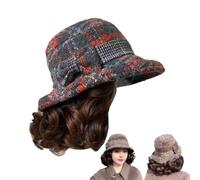 Hat Wig For Women,Bucket Hat With Warm Curly Hair Wig,Stylish Mother'S,Autumn/Winter Thickened Woolen hats With Integrated Short Curly wig,Versatile hat For Middle-Aged And Elderly Women (Orange)