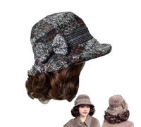 Hat Wig For Women,Bucket Hat With Warm Curly Hair Wig,Stylish Mother'S,Autumn/Winter Thickened Woolen hats With Integrated Short Curly wig,Versatile hat For Middle-Aged And Elderly Women (Grey)