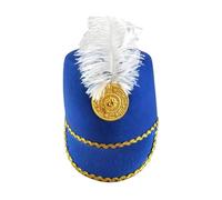 Hat with Feather Hat Cos Honor Guard Hat Drum High Top Honor Cap Chaleco Hombre Vaquero, azul, Talla única